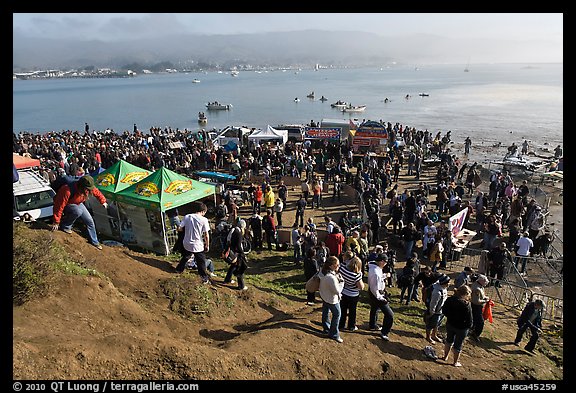 Crowds gather for mavericks competition. Half Moon Bay, California, USA