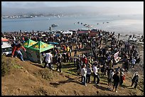 Crowds gather for mavericks competition. Half Moon Bay, California, USA