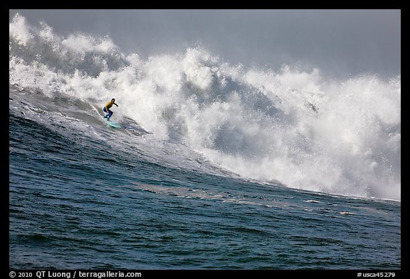 Surfing Mavericks. Half Moon Bay, California, USA (color)