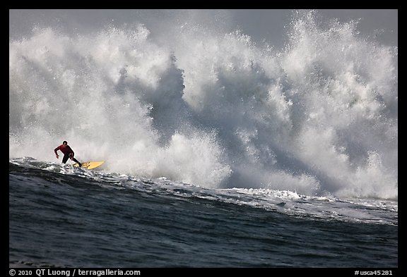 Mavericks big wave surfing. Half Moon Bay, California, USA (color)