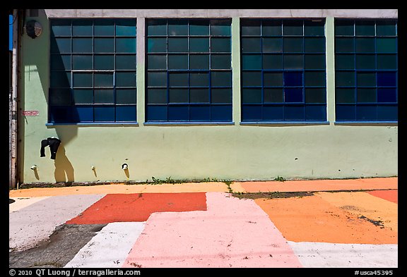 Industrial building and painted sidewalk. Berkeley, California, USA (color)