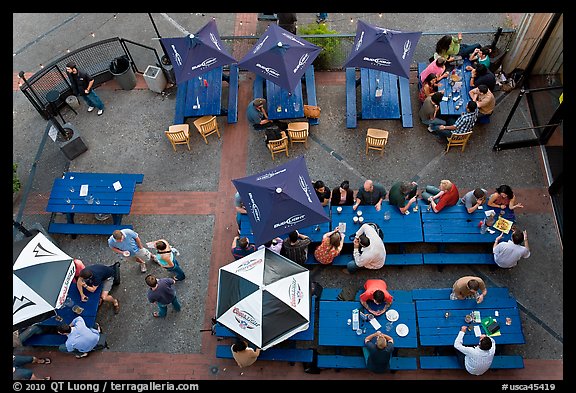 Bar tables from above. Berkeley, California, USA
