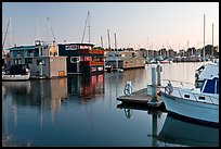 Houseboats in Berkeley Marina, sunset. Berkeley, California, USA