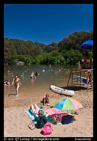 Sand beach, Anza Lake. Berkeley, California, USA (color)