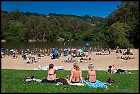 Sunbathing, Lake Anza, Tilden Regional Park. Berkeley, California, USA