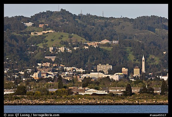 Berkeley hills seen from the Bay. Berkeley, California, USA