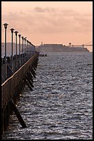 Berkeley Pier and Alcatraz at sunset. Berkeley, California, USA (color)