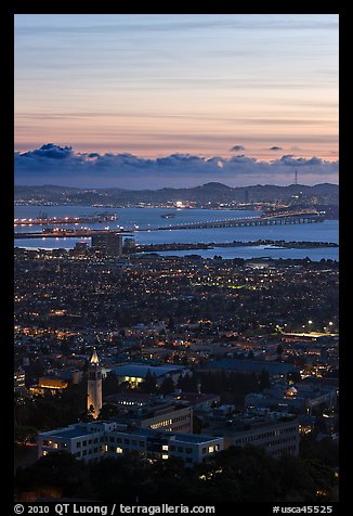 University of California and San Francisco Bay at sunset. Berkeley, California, USA