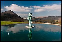 Pool, sculpture, and hills, Artesa Winery. Napa Valley, California, USA