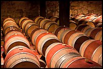 Wine casks in storage. Napa Valley, California, USA