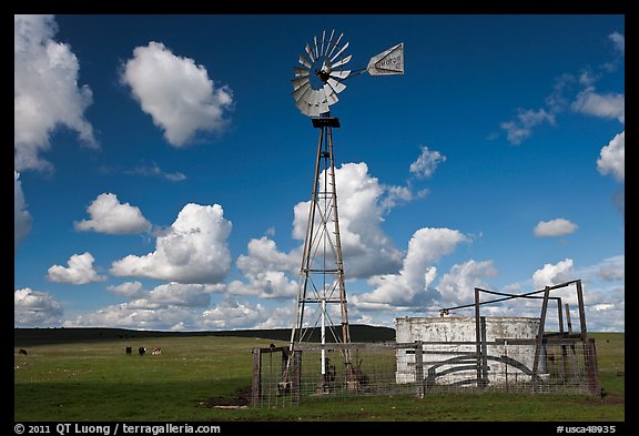 Windmill and clouds. California, USA (color)