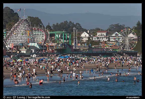 Crowded beach scene. Santa Cruz, California, USA