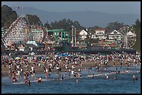 Crowded beach scene. Santa Cruz, California, USA (color)