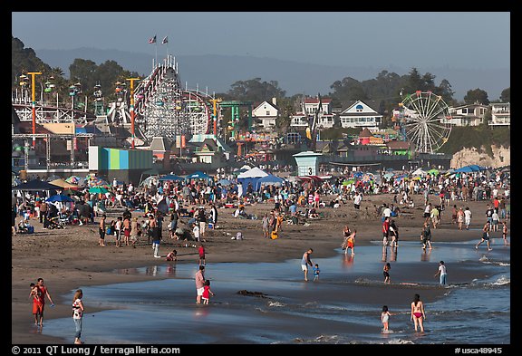 Popular beach in summer. Santa Cruz, California, USA