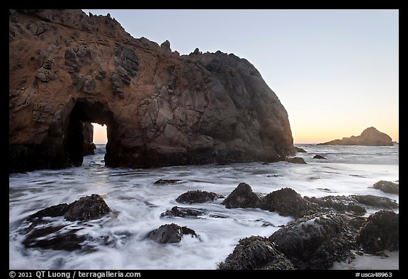 Pfeiffer Beach arch at sunset. Big Sur, California, USA (color)