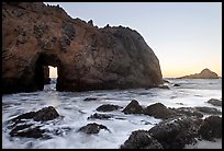 Pfeiffer Beach arch at sunset. Big Sur, California, USA