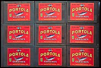 Boxes of canned sardines, Monterey Bay Aquarium. Monterey, California, USA ( color)