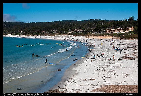 Beachgoers on Carmel Beach. Carmel-by-the-Sea, California, USA (color)