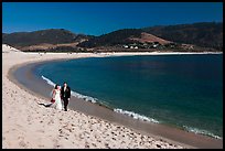 Groom and bride, Carmel River Beach. Carmel-by-the-Sea, California, USA