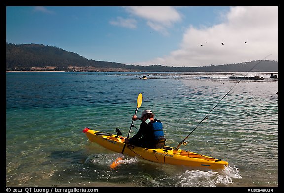 Sea kayaking into Carmel Bay. Carmel-by-the-Sea, California, USA