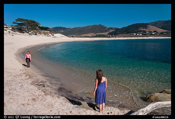 Women stroll on Carmel River Beach. Carmel-by-the-Sea, California, USA