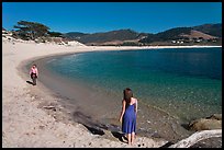 Women stroll on Carmel River Beach. Carmel-by-the-Sea, California, USA ( color)