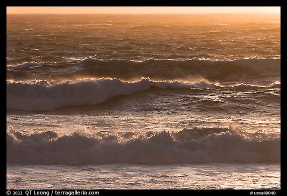 Storm surf at sunset. Carmel-by-the-Sea, California, USA