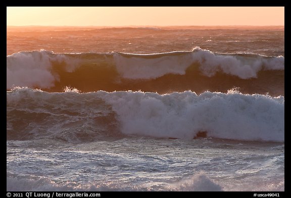 Big waves at sunset. Carmel-by-the-Sea, California, USA