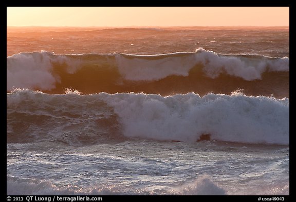 Big waves at sunset. Carmel-by-the-Sea, California, USA