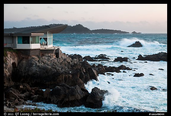 Butterfly house and waves. Carmel-by-the-Sea, California, USA