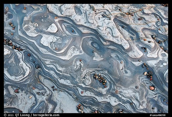 Shale mudstone and volcanic pebbles. Point Lobos State Preserve, California, USA (color)