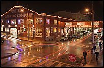 Monterey Canning company building and streets at night. Monterey, California, USA ( color)