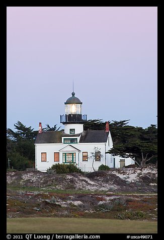 Point Pinos Lighthouse, dusk. Pacific Grove, California, USA (color)