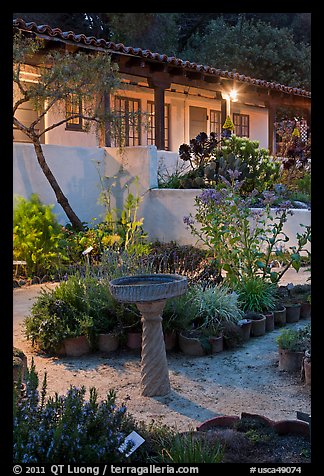 Heritage garden at night. Monterey, California, USA