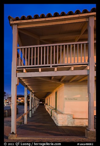Custom House side at night. Monterey, California, USA