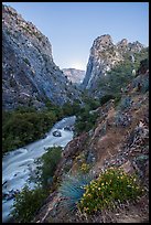 Windy Cliffs and South Fork of the Kings River Gorge, dusk. Giant Sequoia National Monument, Sequoia National Forest, California, USA ( color)