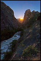 Moonrise on Kings Canyon, South Fork of the Kings River. Giant Sequoia National Monument, Sequoia National Forest, California, USA ( color)