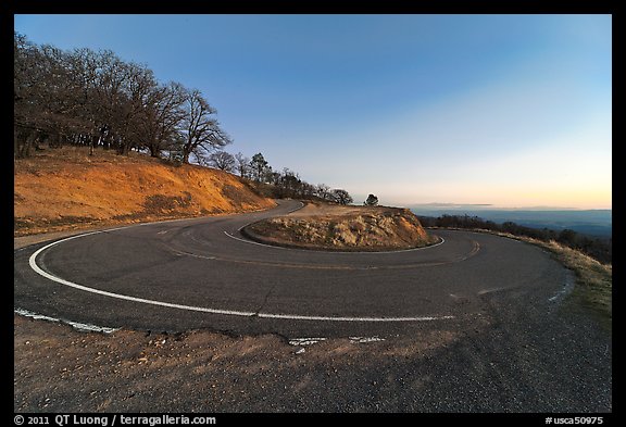 Hairpin curve, Mt Hamilton road. San Jose, California, USA (color)