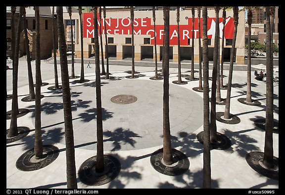 Palm trees in front of San Jose Museum of Art. San Jose, California, USA (color)