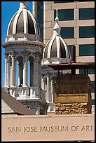 San Jose Museum of Art and St Joseph Cathedral towers. San Jose, California, USA ( color)