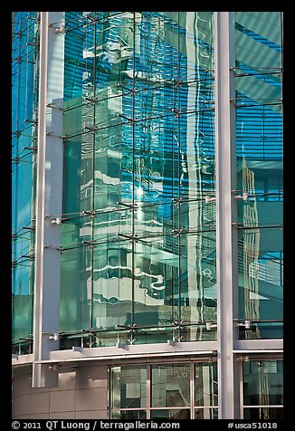 Rotunda glass and reflections, San Jose City Hall. San Jose, California, USA (color)