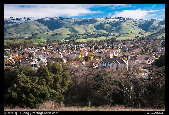 Evergreen Valley and hills in winter. San Jose, California, USA (color)