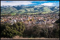 Evergreen Valley and hills in winter. San Jose, California, USA