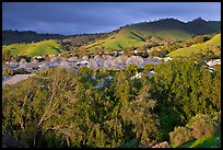 Villages community and hills in spring. San Jose, California, USA