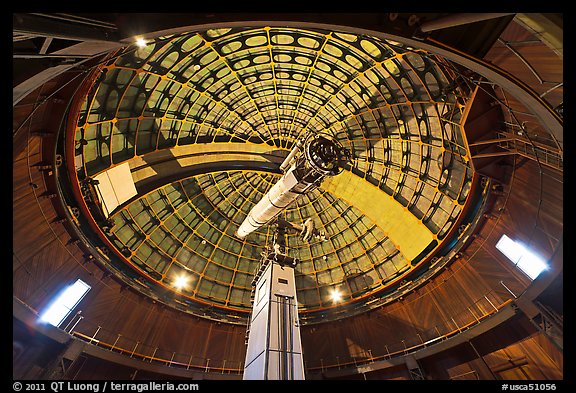 Antique refracting 36 inch telescope. San Jose, California, USA (color)