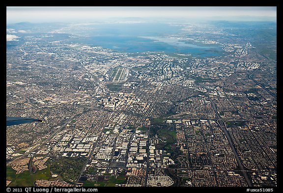 Aerial View of San Jose and South Bay. San Jose, California, USA