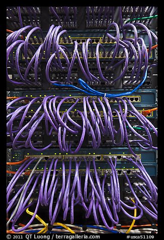 Computer server and cables. Menlo Park,  California, USA