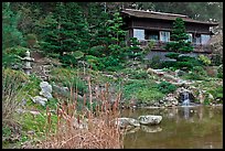 Pond and pavillion. Saragota,  California, USA