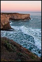 Wave and sea  cliffs at sunset, Wilder Ranch State Park. California, USA ( color)