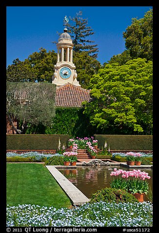 Sunken garden and garden shop, Filoli estate. Woodside,  California, USA (color)